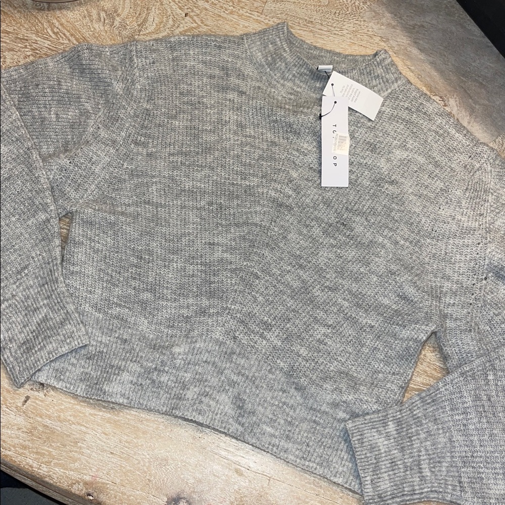NWT TopShop Light Gray Knit Turtleneck mock neck Sweater XS